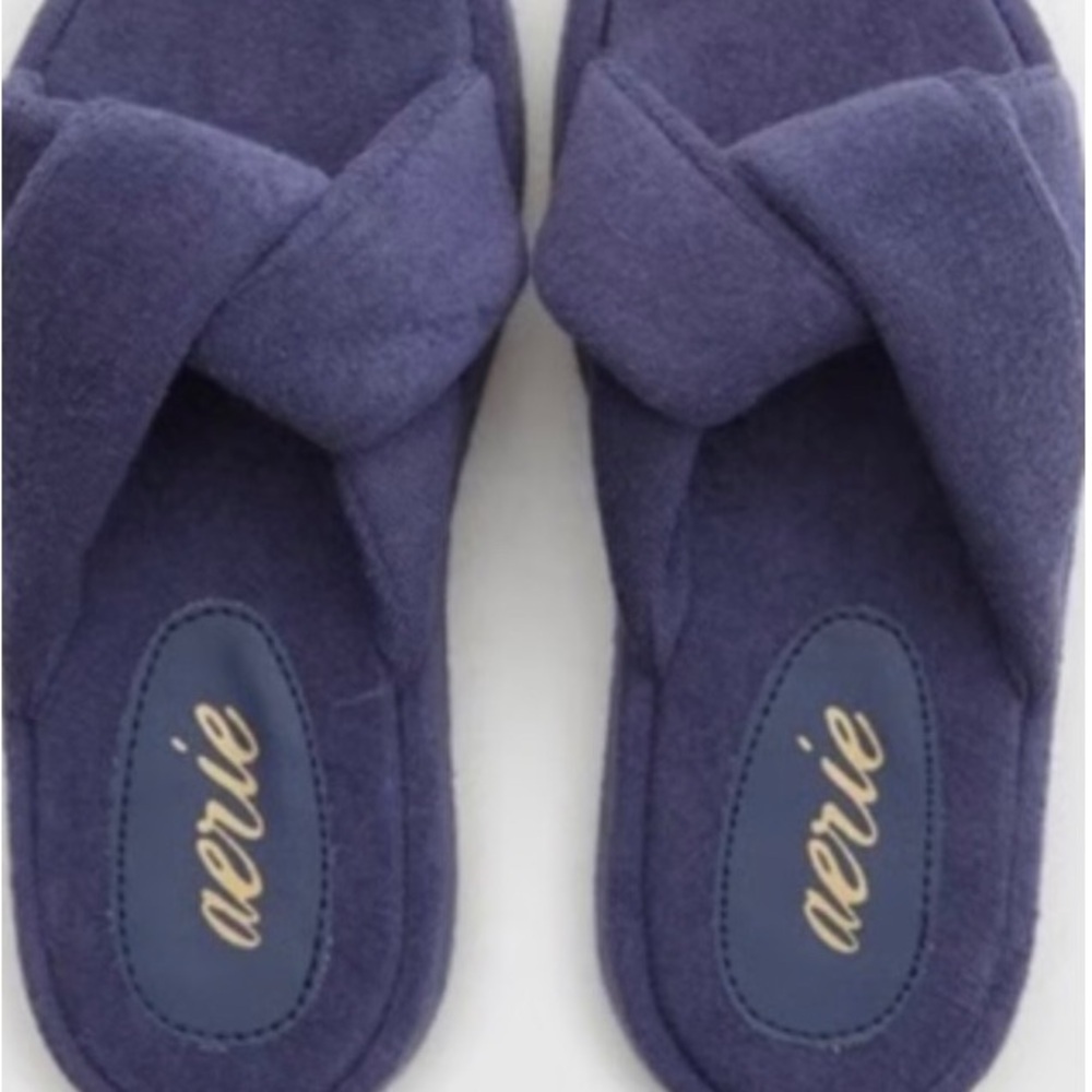 aerie Women's Navy Cross-Band Slide Slippers